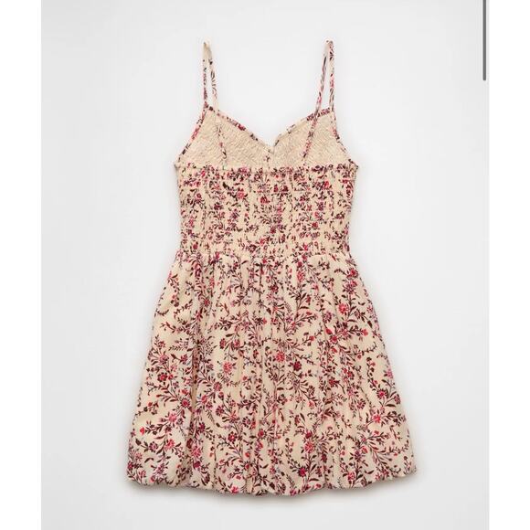 American Eagle AE Bella Bubble Pink Floral Spaghetti Strap Mini Dress Small NEW - Picture 4 of 13
